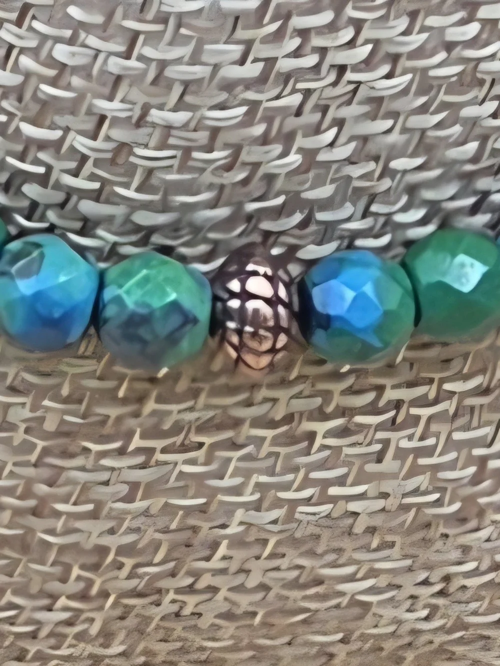 Faceted Azurite and Copper Beaded Bracelet